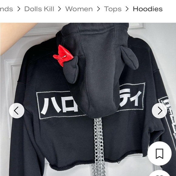 Black Dolls Kill Hello Kitty Cropped Hoodie chains not included - Picture 2 of 6